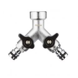 Geka Plus - chroom - 2-w verdeelblok afsluiter wartel 3/4 en 2x plug