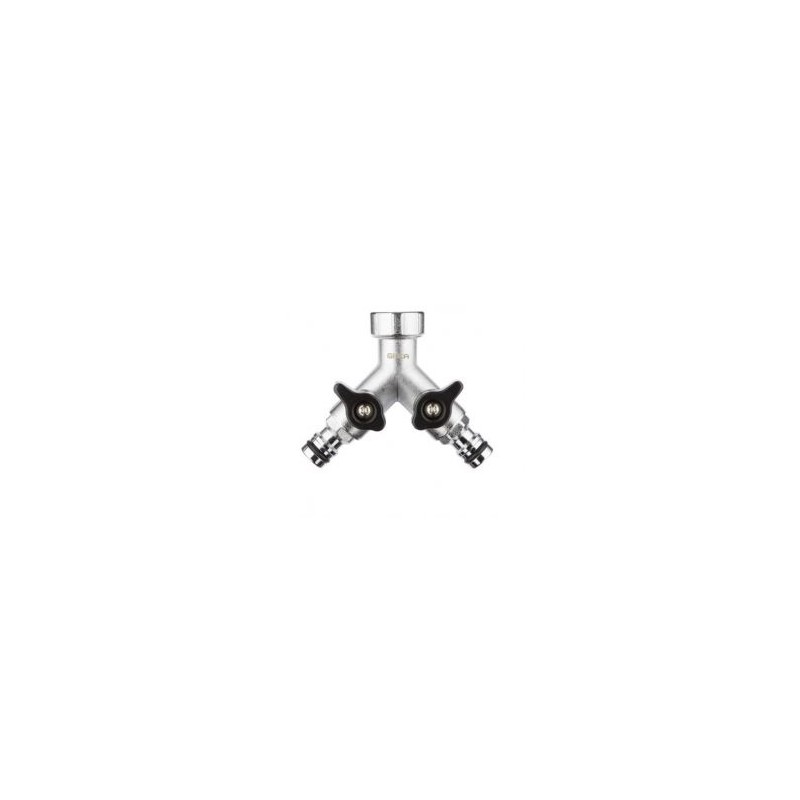 Geka Plus - chroom - 2-w verdeelblok afsluiter wartel 3/4 en 2x plug