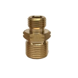 Hasmi Verloopnippel messing 3/8" Links bt.dr x 1/4" Rechts bt.dr.