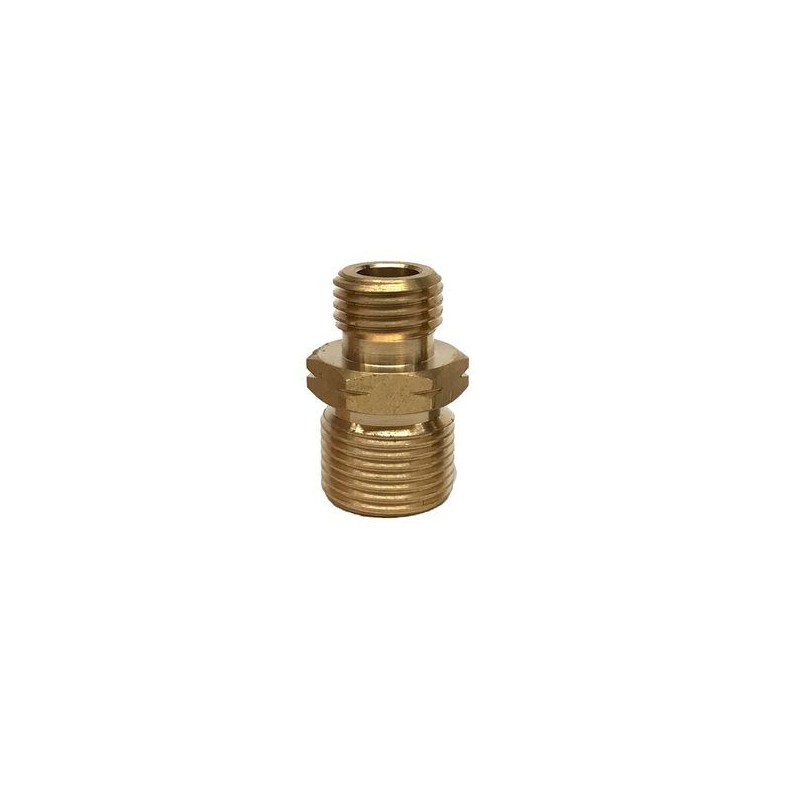 Hasmi Verloopnippel messing 3/8" Links bt.dr x 1/4" Rechts bt.dr.