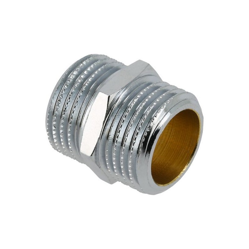 BONFIX Draad messing dubbele nippel 3/4" bu.dr. verchroomd