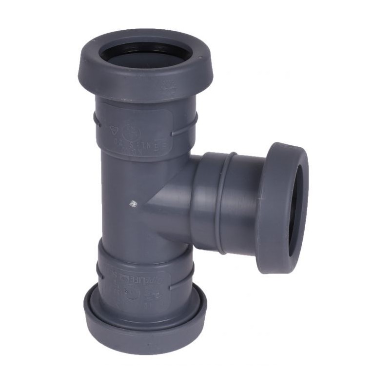Pipelife TopFit T-stuk stroom 75 x 75 mm 90gr. 3xMof grijs