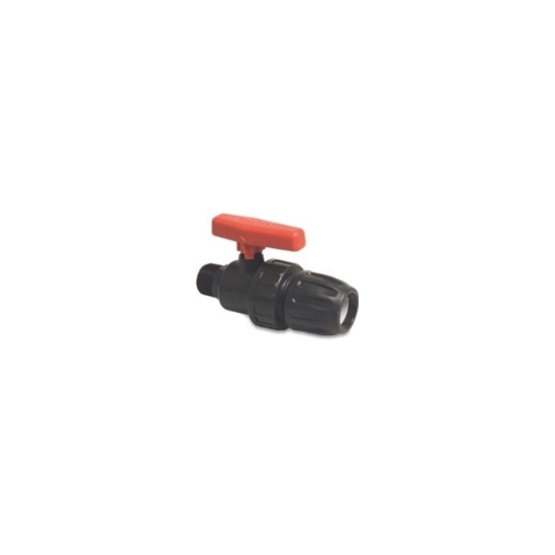 PP kogelkraan knel x buitendraad 20 mm x 1/2"