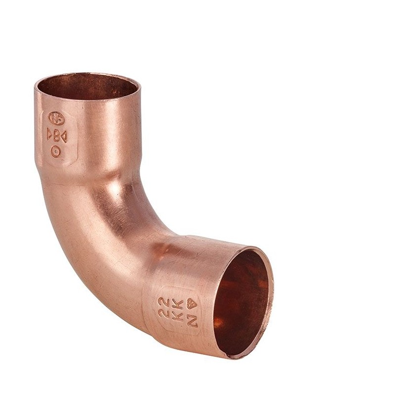 roodkoperen soldeer bocht 90 gr. tweezijdig mof 70 mm