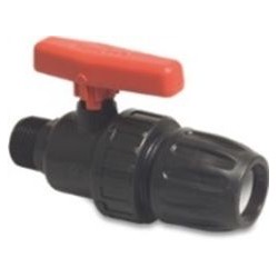 PP kogelkraan knel x buitendraad 32 mm x 1"