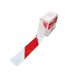 waarschuwingsband rood / wit - 80 mm x 500mtr.