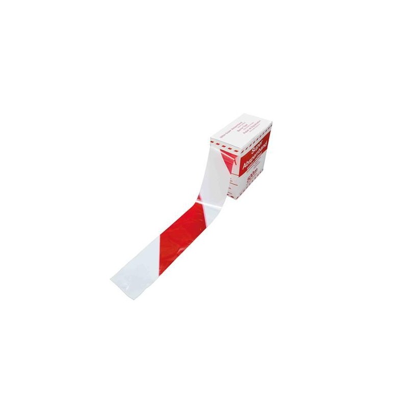 waarschuwingsband rood / wit - 80 mm x 500mtr.