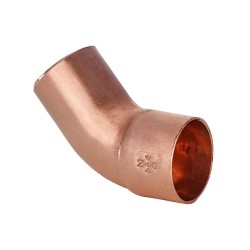 roodkoperen soldeer bocht 45 gr. eenzijdig mof 15 mm