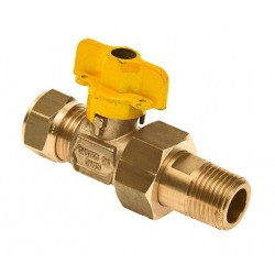 BONFIX Gaskogelkraan Knel messing 15 mm x koppeling 1/2" bu.dr.