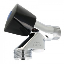 BONFIX wasmachinekraan 1/2" x 3/4" zwarte knop - met keerklep