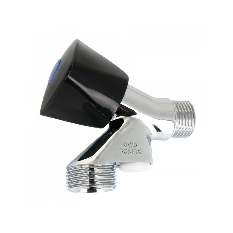 BONFIX wasmachinekraan 1/2" x 3/4" zwarte knop - met keerklep