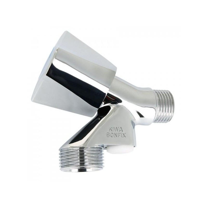 BONFIX wasmachinekraan 1/2" x 3/4" chromen knop - met keerklep