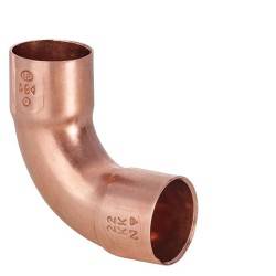 roodkoperen soldeer bocht 90 gr. tweezijdig mof 16 mm