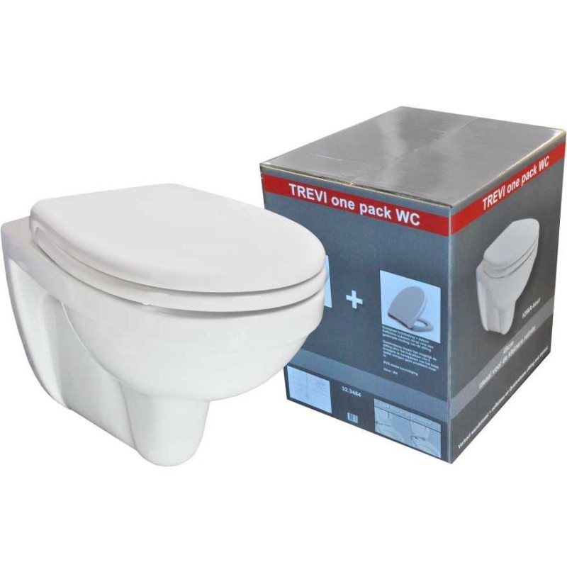 Trevi wandcloset verkort Kiwa Menir toiletzitting softclose glans wit