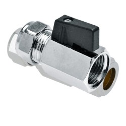 BONFIX Minikogelkraan verchroomd 1/2" bi.dr.x15mm knel (zwarte knop)
