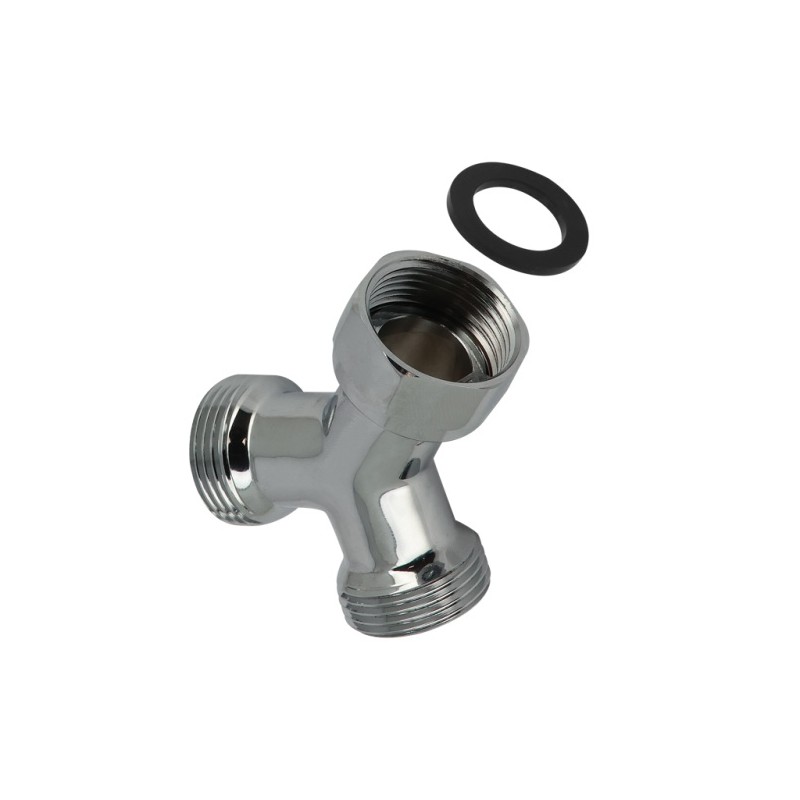 BONFIX Draad messing Y-stuk 3/4" bu x swifel-moer x bu verchroomd