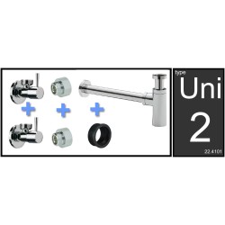 Uni-2 luxe fontein / wastafel aansluitset + sifon chroom