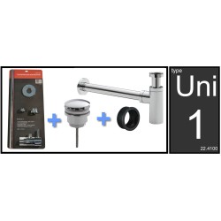 Uni-1 luxe fontein / wastafel aansluitset +sifon chroom