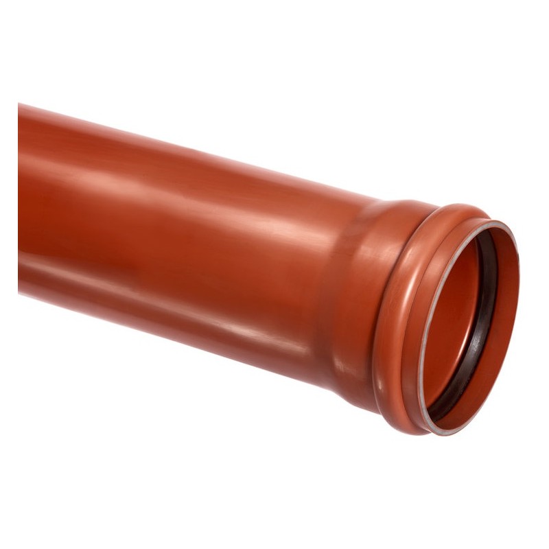 rioleringsbuis SN4 125 mm roodbruin 5 mtr. Ringmof