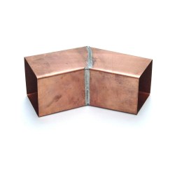 Koperen bocht vierkant 100x100mm verstek 45gr mof/spie