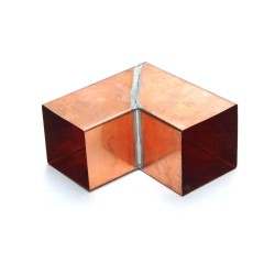 Koperen bocht vierkant 80x80mm verstek 90gr mof/spie
