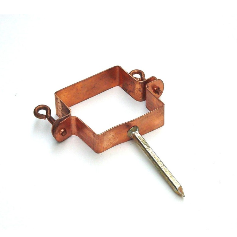 Koperen scharnierpijpbeugel 80mm vierkant