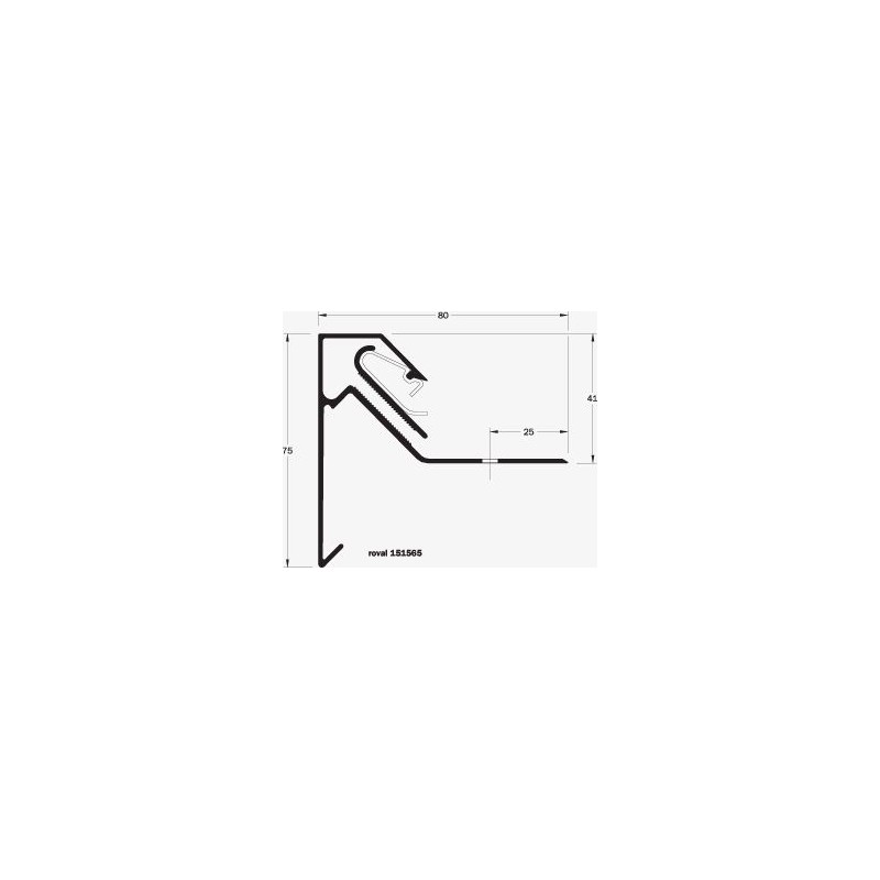 Roval-77 aluminium daktrim geanodiseerd 75 x 80 mm