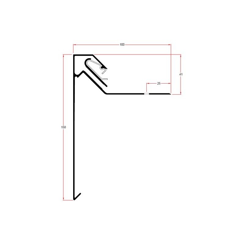 Roval-77 aluminium daktrim gemoffeld 150 x 100 mm