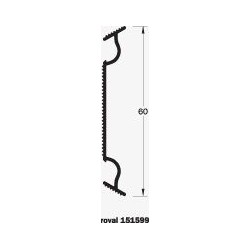 Roval aluminium muuraansluitprofiel 60 mm geponst