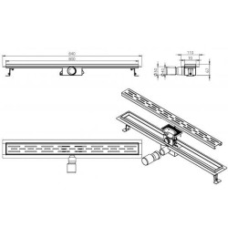 Wiesbaden douchegoot met flens 80x7 cm geborsteld koper