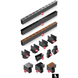 ACO Slimline hoekelement blank aluminium
