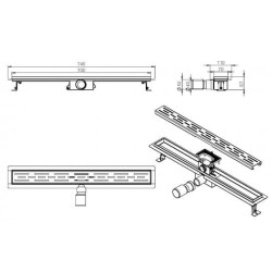 Wiesbaden douchegoot met flens 70x7 cm geborsteld messing