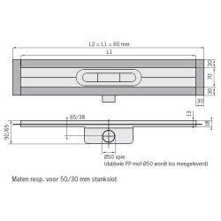 ACO Showerdrain C douchegoot vloerflens laag 585 mm