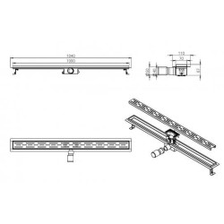 Wiesbaden douchegoot met flens 100x7 cm geborsteld messing