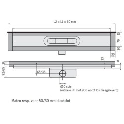 ACO Showerdrain C douchegoot muurflens laag 685 mm