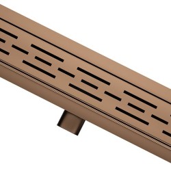 Wiesbaden douchegoot flens en rooster 100 x 7cm geborsteld brons koper