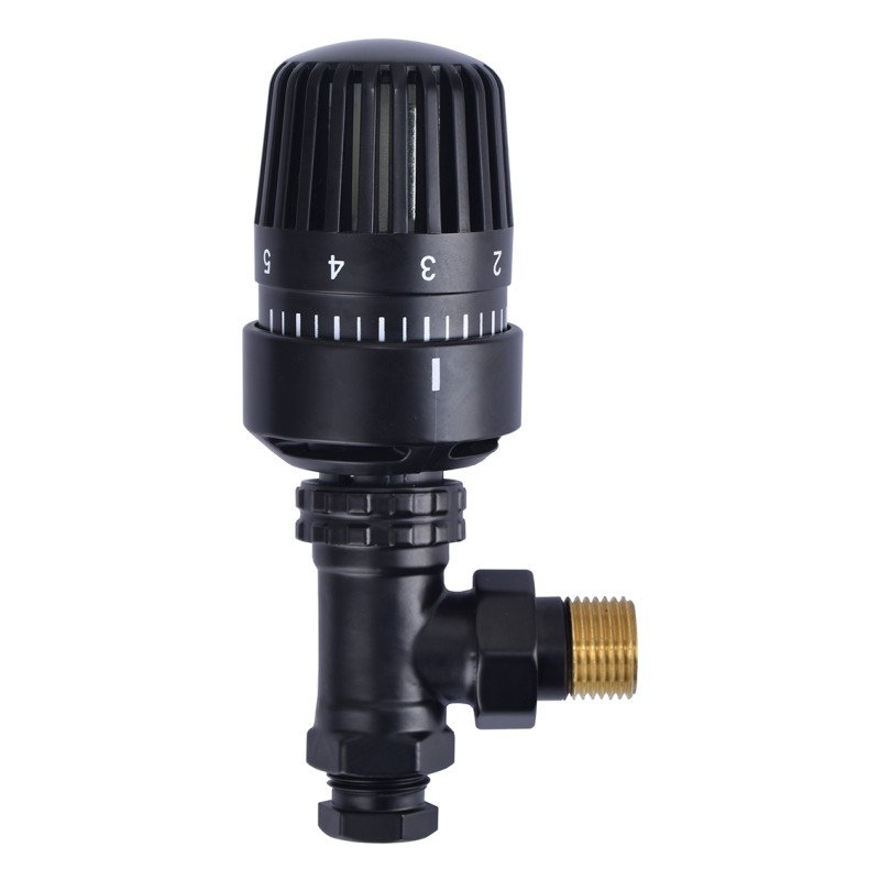 Riko thermostatische radiatorventiel 1/2'' x 15mm haaks mat-zwart