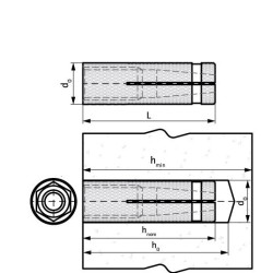 WBA messing inslaganker M8x28mm - doos 100 stuks