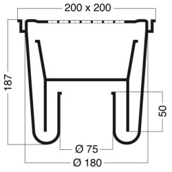 van den Berg abs emmerput 20 x 20 cm 5316 onderuitlaat 75mm