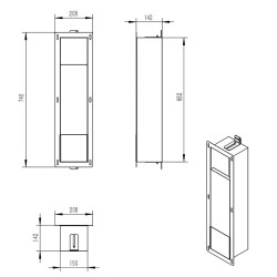 Rocko reserverolhouder inbouw RVS
