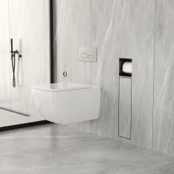 Rocko toiletrol- en borstelhouder inbouw betegelbaar gunmetal PVD