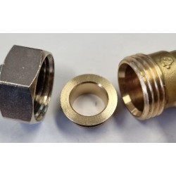 BONFIX Messing insert 15 mm vlak met O-ring