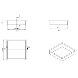 Demis inbouwnis 30 x 30 x 7 cm geborsteld brons koper PVD