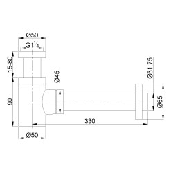 UniMatch fonteinsifon 5/4" x 32 mm gunmetal