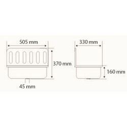 Uitstortgootsteen plaatstaal 50,5 x 33 x 37 cm glans zwart