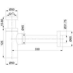UniMatch wastafelsifon 5/4" x 32 mm mat wit