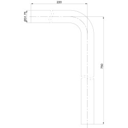 UniMatch vloerbuis 75 x 22 x 3,2 cm geborsteld staal
