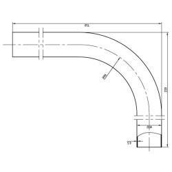 UniMatch vloerbuis 75 x 22 x 3,2 cm chroom