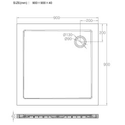 luxe douchebak SMC vierkant 900 x 900 x 40mm wit