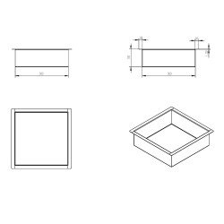 Demis inbouwnis 30 x 30 x 10 cm mat zwart